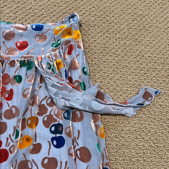 Vintage Free People Silk Velvet Cherry Print Mini Skirt size 4 Boho Flowy - Picture 8 of 15